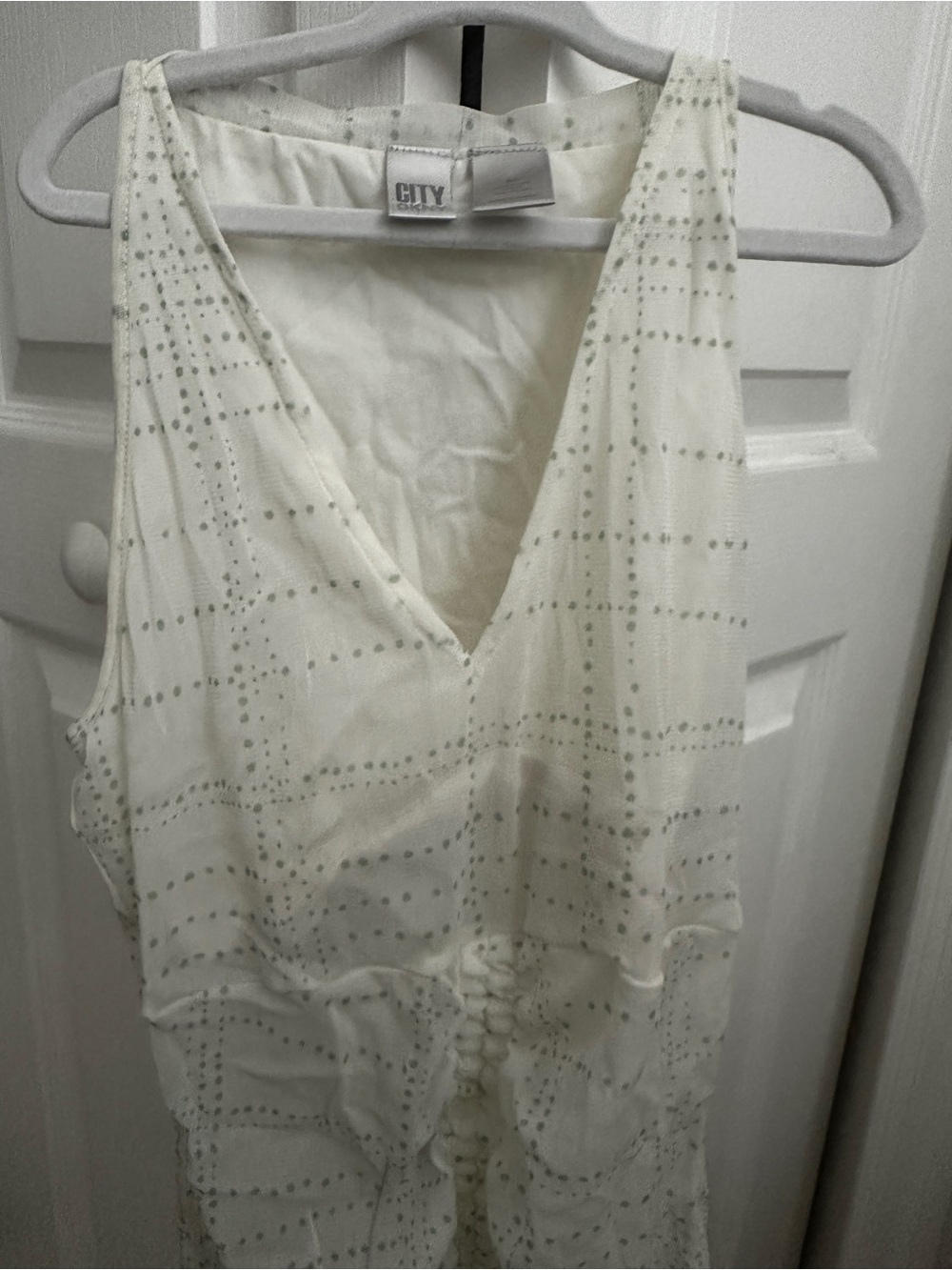 City DKNY Cream Polka Dot V-Neck Sleeveless Camisole 100% Nylon